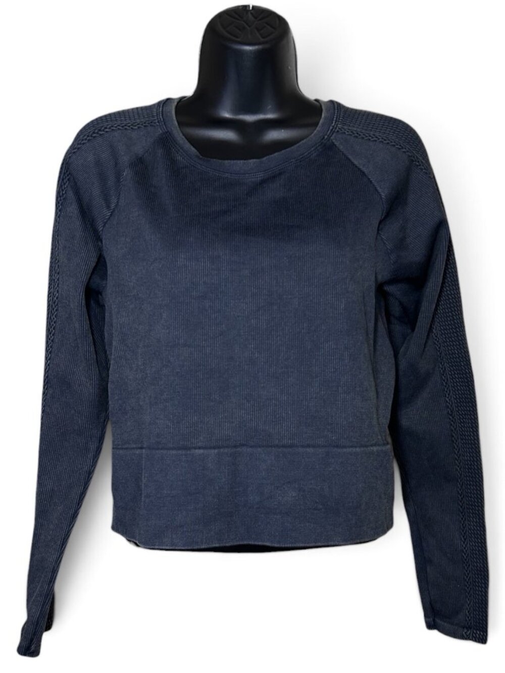 OFFLINE AERIE Big Chill Seamless Long Sleeve Layer Crop Top Sz XXL Washed Black